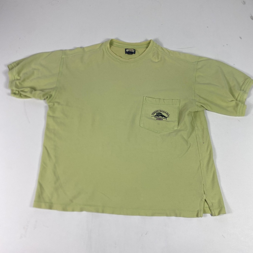 Tommy Bahama Shirt Mens Large Green Bungalow Brand Relax Pocket Tee Crewneck